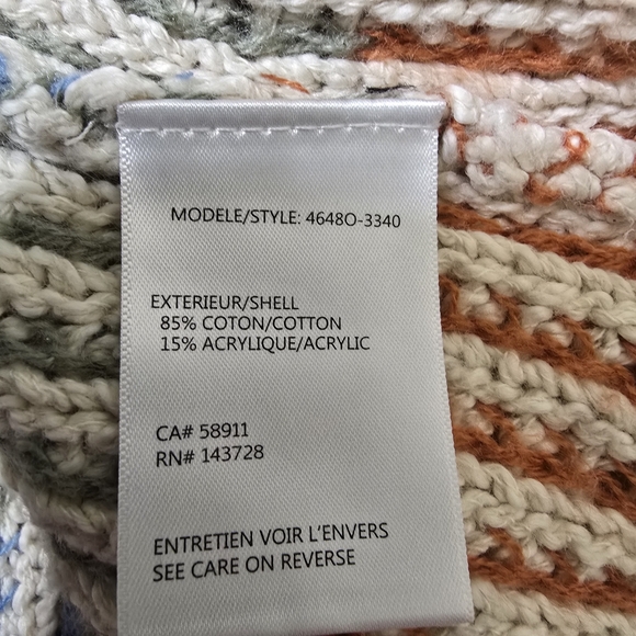 TRIBAL size Large Sedona Cowl  Neck Pullover Chunky Knit Striped Sweater Beige - Picture 15 of 16